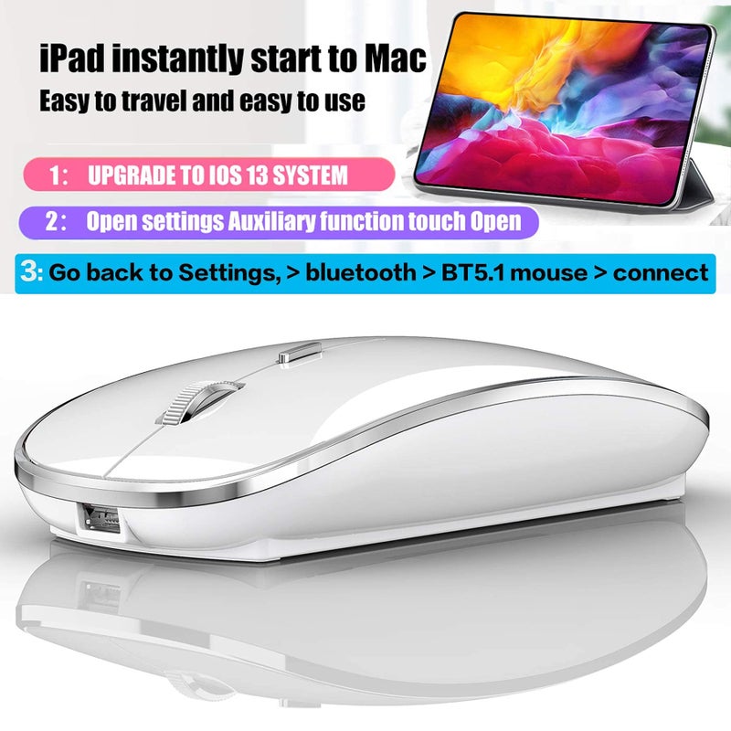 Harfoowo Bluetooth Mouse for iPad pro iPad Air Mac MacBook Pro MacBook Air MacBook Laptop Chromebook Win8/10/11 HP DELL PC - Image 4